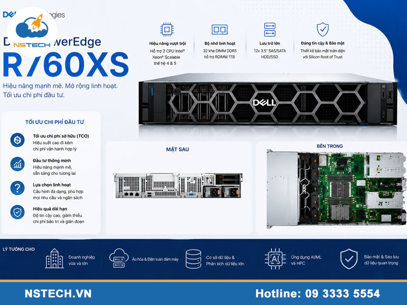 Giá Máy chủ Dell PowerEdge R760XS 12x3.5