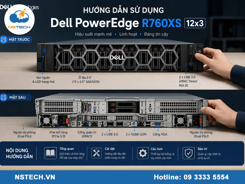 Hướng dẫn sử dụng máy chủ Dell PowerEdge R760XS 12x3
