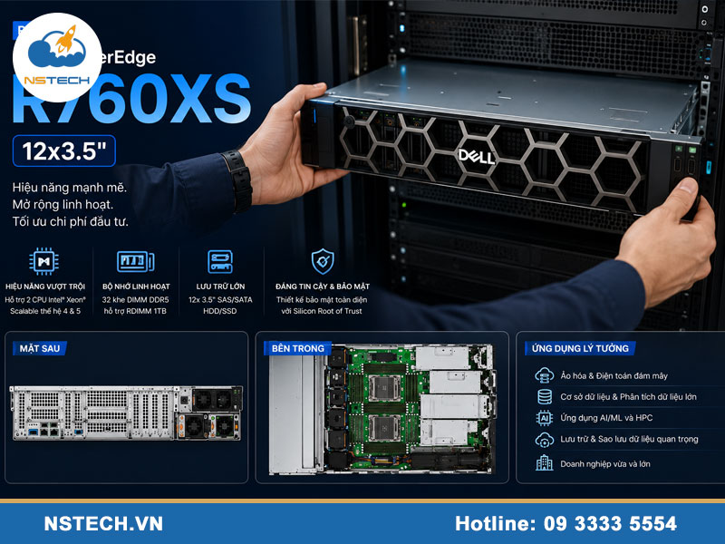 Review Máy chủ Dell PowerEdge R760XS 12x3.5 chi tiết Review Máy chủ Dell PowerEdge R760XS 12x3.5