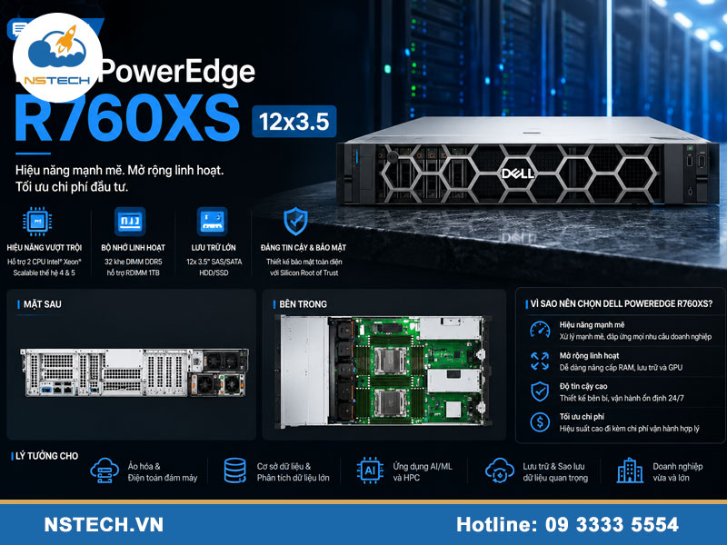 Review Máy chủ Dell PowerEdge R760XS 12x3.5 chi tiết Review Máy chủ Dell PowerEdge R760XS 12x3.5