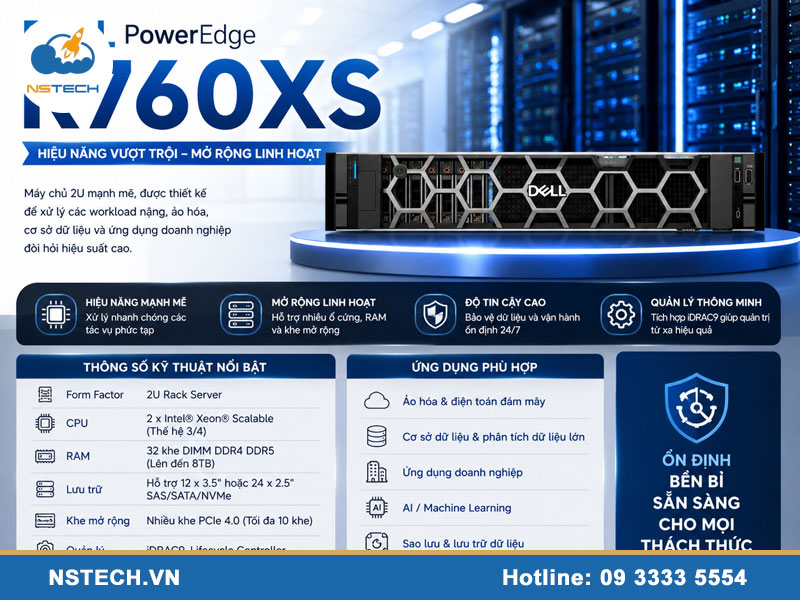 So sánh Máy chủ Dell PowerEdge R760XS 12x3.5