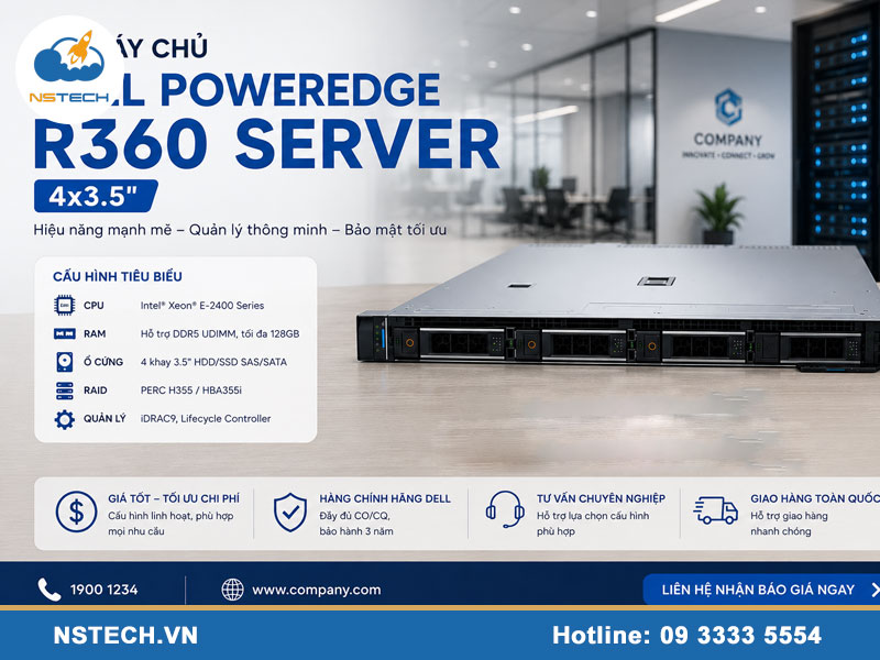 Giá máy chủ Dell PowerEdge R360 Server 4x3.5