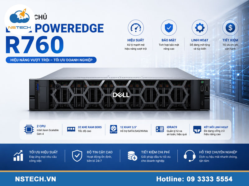 Giá máy chủ Dell PowerEdge R760 12x3.5 bao nhiêu?