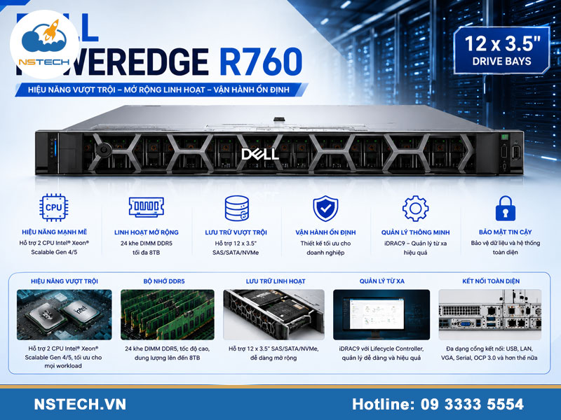 Máy chủ Dell PowerEdge R760 12x3