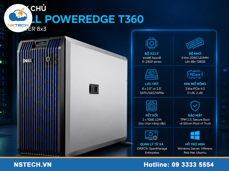 Máy chủ Dell PowerEdge T360 Server 8x3