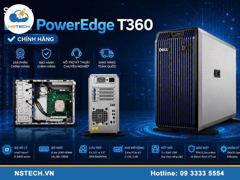Máy chủ Dell PowerEdge T360 Server 8x3.5 chính hãng