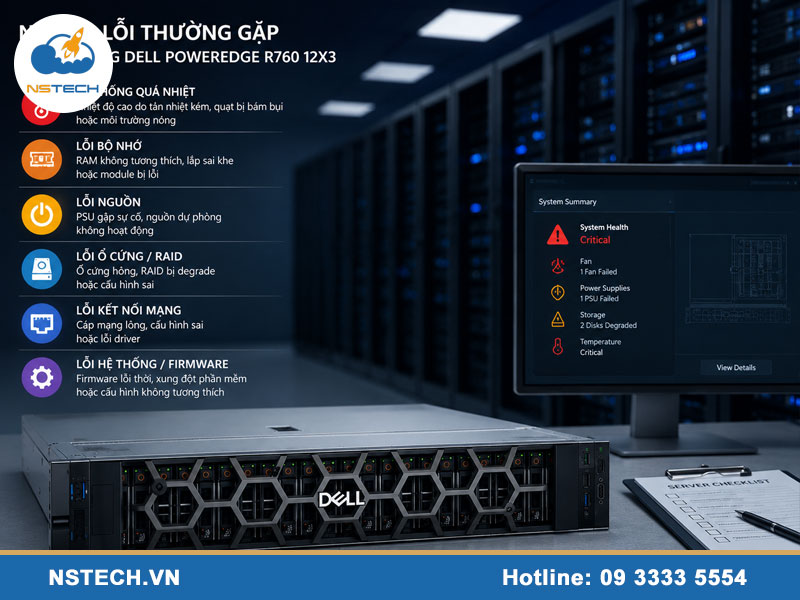 Những lỗi thường gặp máy chủ Dell PowerEdge R760 12x3