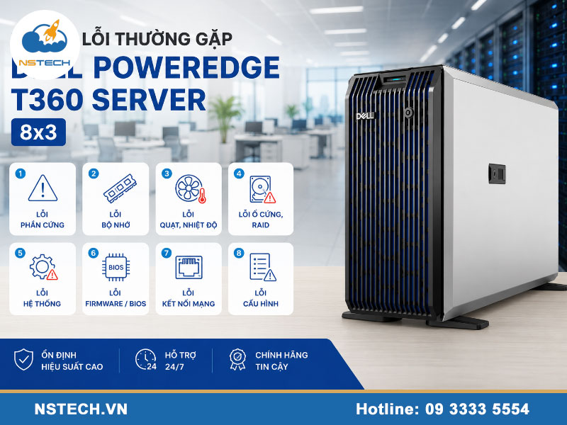 Những lỗi thường gặp máy chủ Dell PowerEdge T360 Server 8x3.5