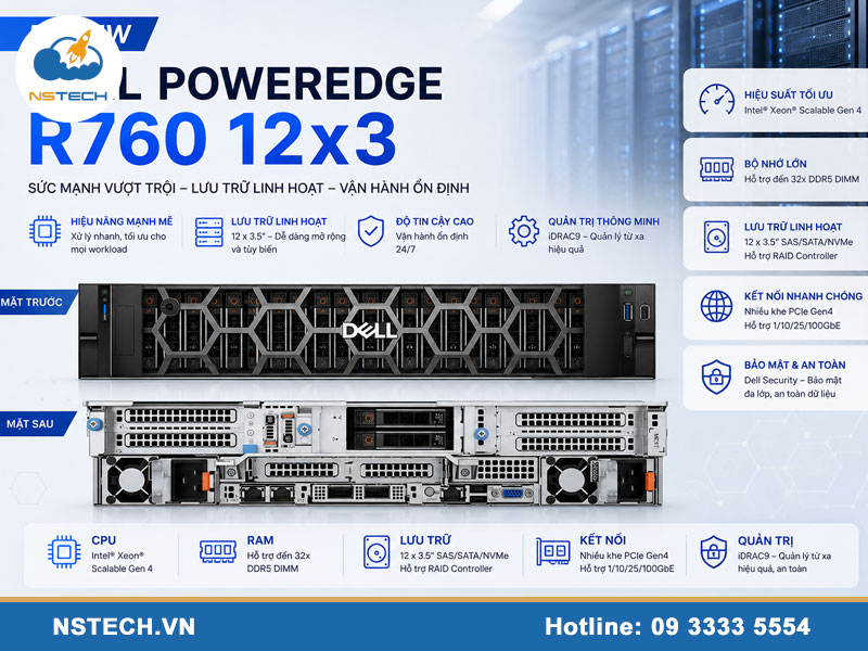 Review máy chủ Dell PowerEdge R760 12x3.5 