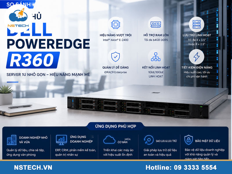 So sánh máy chủ Dell PowerEdge R360 Server 4x3.5