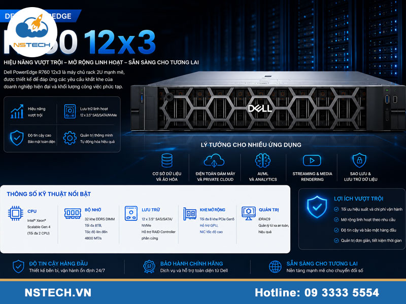 So sánh Máy chủ Dell PowerEdge R760 12x3