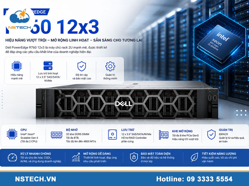 So sánh máy chủ Dell PowerEdge R760 12x3.5