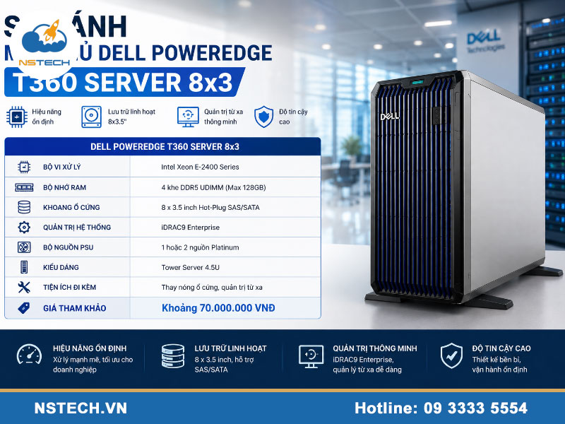 So sánh máy chủ Dell PowerEdge T360 Server 8x3.5 So sánh Máy chủ Dell PowerEdge T360 Server 8x3