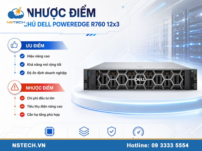 Ưu nhược điểm của máy chủ Dell PowerEdge R760 12x3