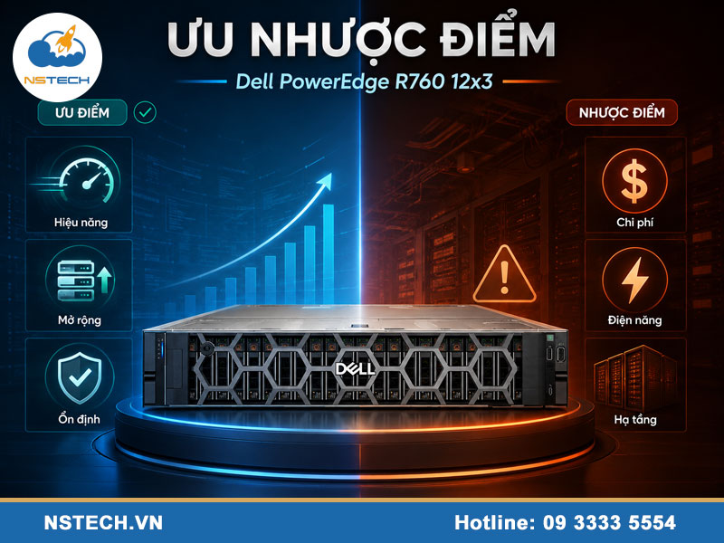 Ưu nhược điểm của máy chủ Dell PowerEdge R760 12x3.5