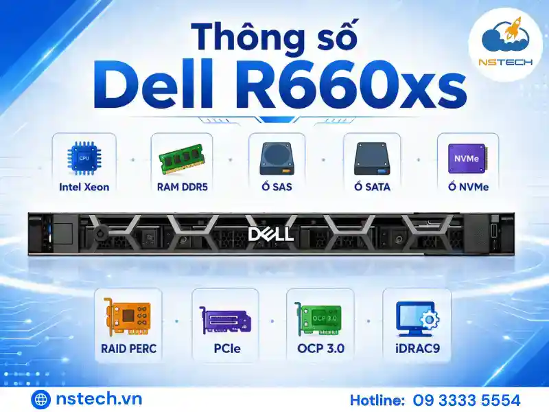 Thông số kỹ thuật và cấu hình máy chủ Dell PowerEdge R660xs