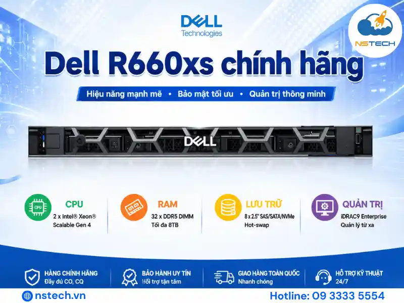 máy chủ Dell PowerEdge R660xs 8×2.5 inch Rack 1U
