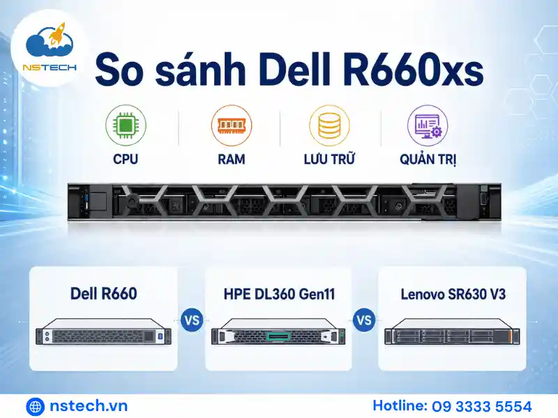 So sánh Dell PowerEdge R660xs với các máy chủ rack 1U