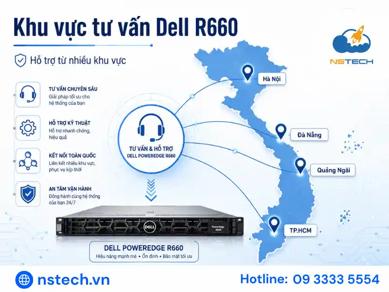 Các khu vực NSTECH tiếp nhận tư vấn máy chủ Dell R660
