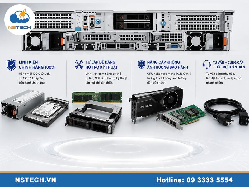 Linh phụ kiện máy chủ Dell PowerEdge R760 12x3.5 cao cấp