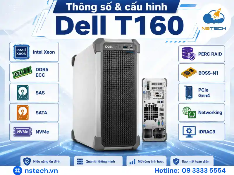 Thông số kỹ thuật & cấu hình Máy chủ Dell PowerEdge Dell T160 Thông số kỹ thuật & cấu hình Máy chủ Dell PowerEdge Dell T160