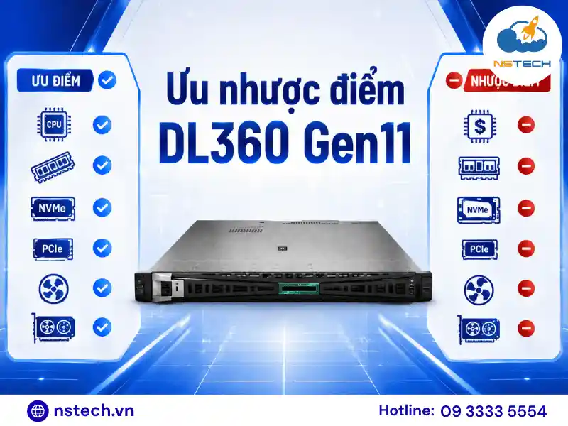 Ưu nhược điểm của Máy chủ HPE ProLiant DL360 Gen11 Ưu nhược điểm HPE ProLiant DL360 Gen11: Có phù hợp doanh nghiệp?