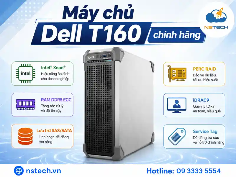 Máy Chủ Dell PowerEdge T160 chính hãng Máy chủ Dell PowerEdge T160 chính hãng cho doanh nghiệp