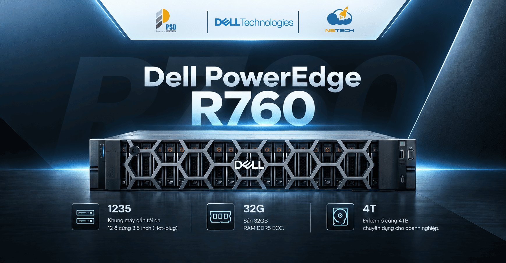 Máy Chủ Dell PowerEdge R760 (Rack 2U / 12x 3.5