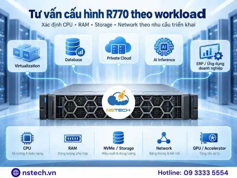 Ưu nhược điểm của Máy chủ Dell PowerEdge R770 NSTECH tư vấn cấu hình Dell PowerEdge R770 theo workload