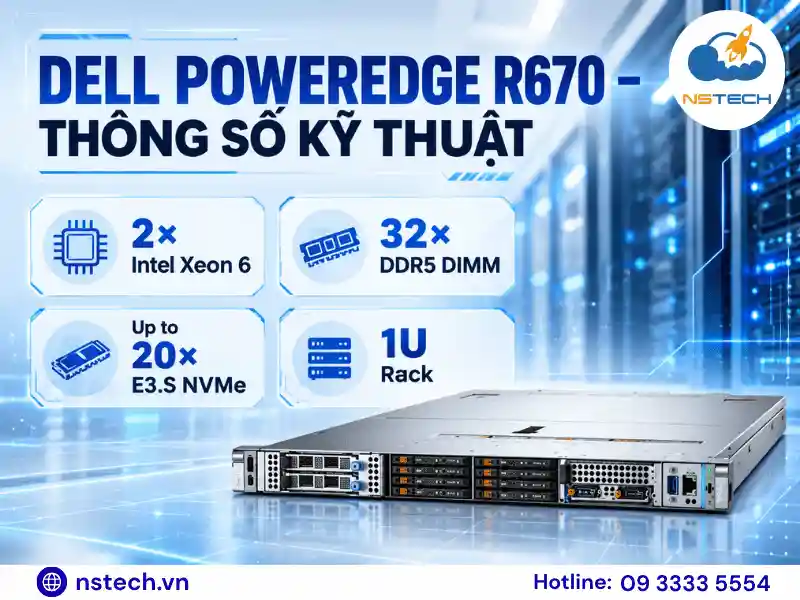 Thông số kỹ thuật & cấu hình Máy chủ Dell PowerEdge R670 Thông số kỹ thuật máy chủ Dell PowerEdge R670