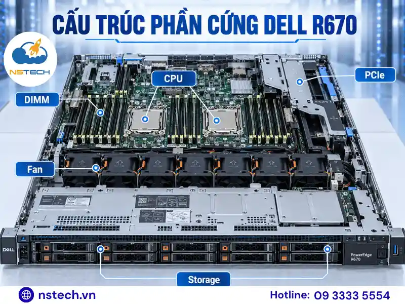 Linh phụ kiện Máy chủ Dell PowerEdge R670 CẤU TRÚC PHẦN CỨNG DELL R670